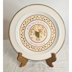 Vintage Anchor Hocking Stoneware Collector Plate 9th Day of Christmas 10 1/2"